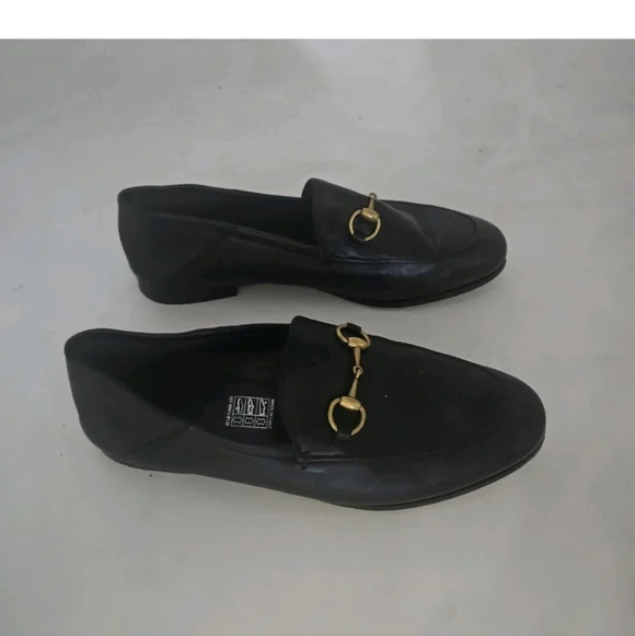 GUCCI Brixton Black Leather Horsebit Loafer Size EU 36.5 US 6.5 Collapsible Heel - Picture 6 of 16